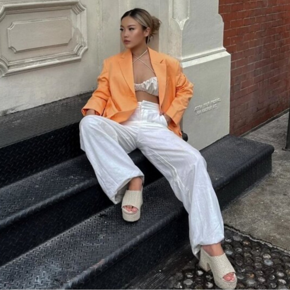 Everlane The 80s Blazer Jacket Orange Peach Oversized